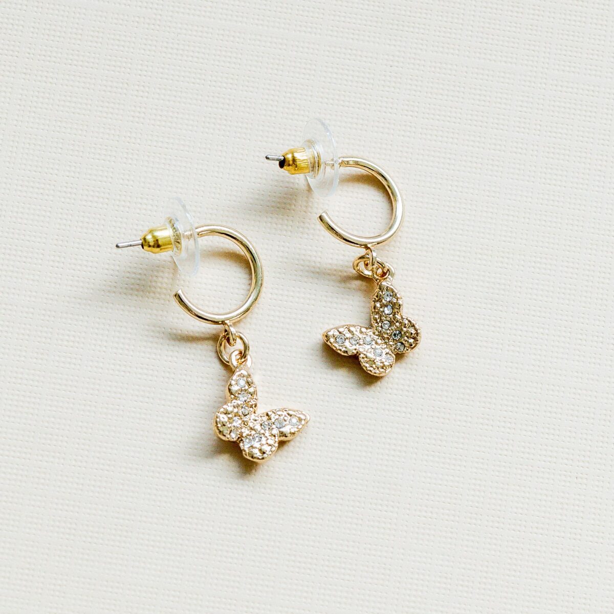 Bianca Butterfly Gold Huggie Earrings Irredescent White| Kendra Scott