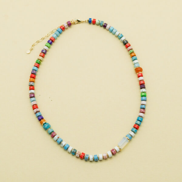 MULTICOLOR STONE STRAND COLLAR NECKLACE - Image 3