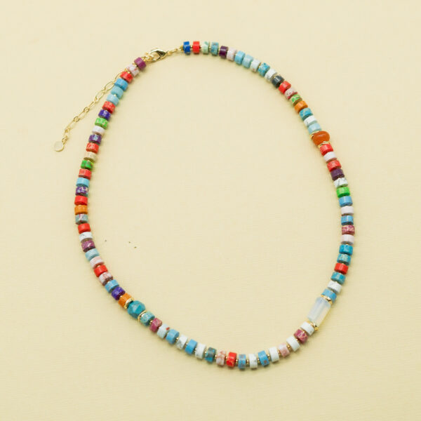 MULTICOLOR STONE STRAND COLLAR NECKLACE - Image 2