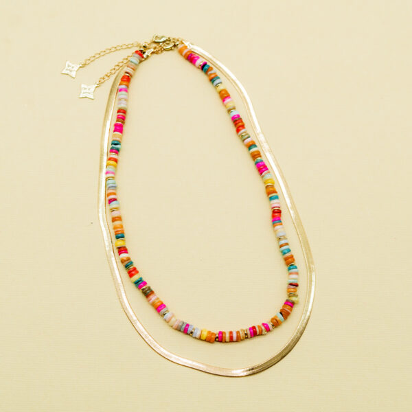 MULTICOLOR STONE LAYERED NECKLACE - Image 3
