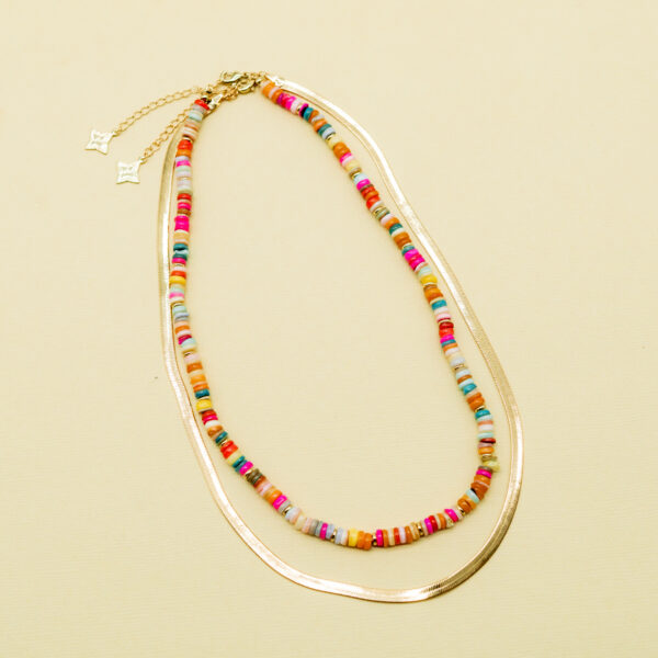 MULTICOLOR STONE LAYERED NECKLACE - Image 2