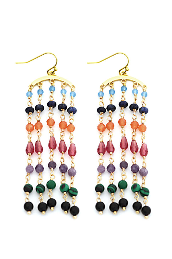 MULTICOLOR CRYSTAL FRINGE EARRINGS