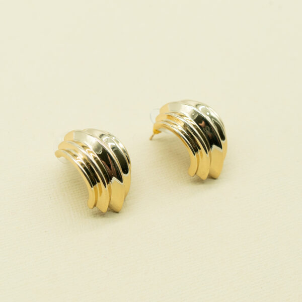 GOLD TEXTURE POST EARRINGS - Image 4