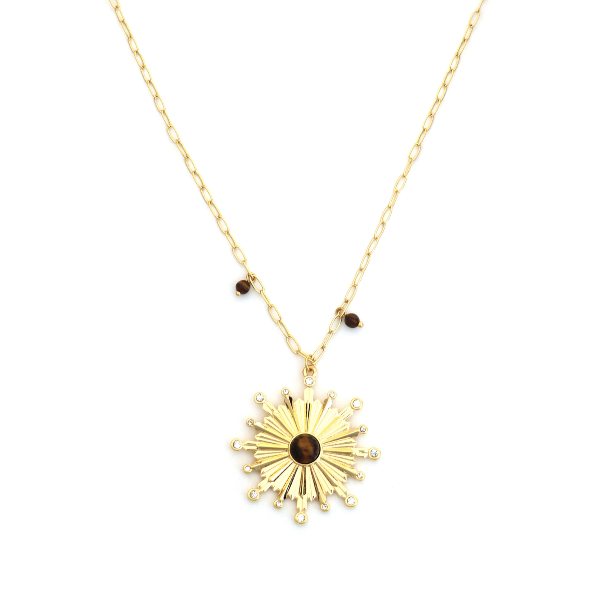 TIGERS EYE STARBURST PENDANT NECKLACE