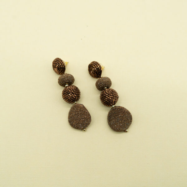 BEADED AND THREAD POST STATEMENT EARRINGS - Image 3