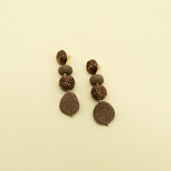 BEADED AND THREAD POST STATEMENT EARRINGS - Image 2