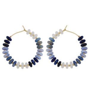 BLUE STONE HOOP EARRINGS