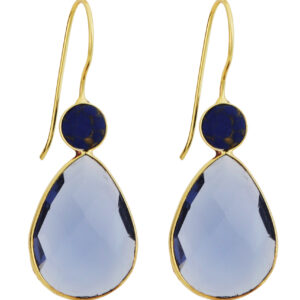 FROSTED BLUE FACETED STONE EARRINGS