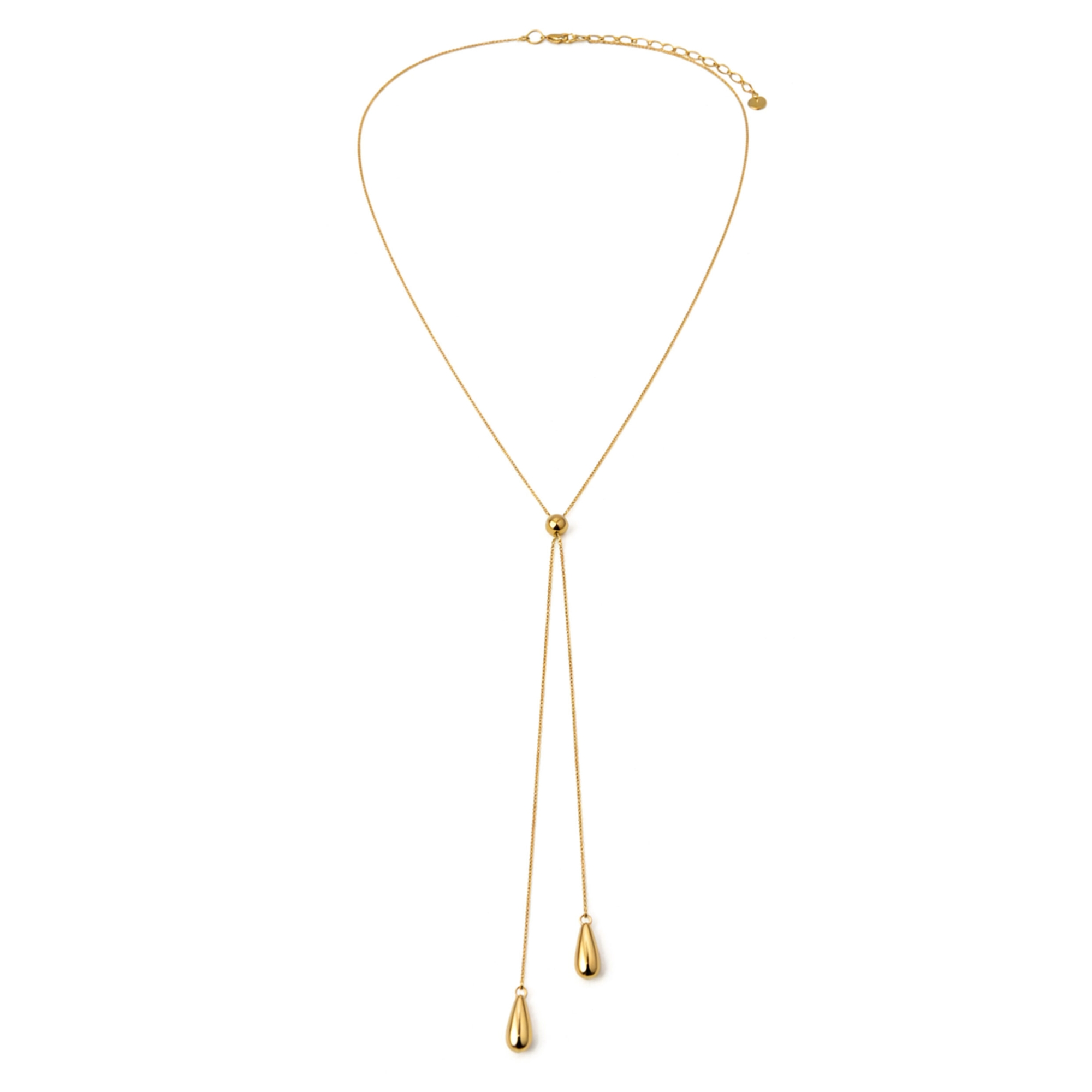 Panacea long gold slide necklace in gold plated brass