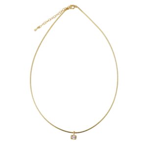 Slim gold-tone collar necklace with a petite clear crystal accent and extender chain